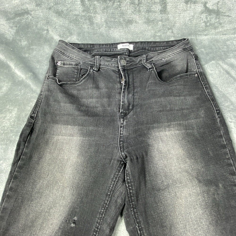 Kensie Jeans Women Size 8 Black Skinny Stretch Mid Rise Denim Casual Pants *FLAW